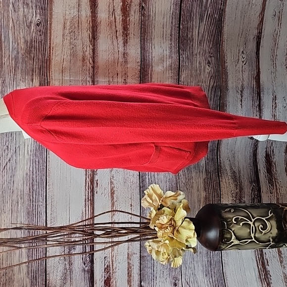 1901 NORDSTROM RED LONG SLEEVE OPEN FRONT KNIT CARDIGAN - Picture 7 of 13